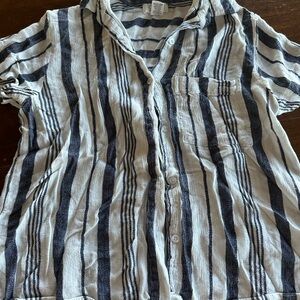 Casual Striped Button-Up Blouse